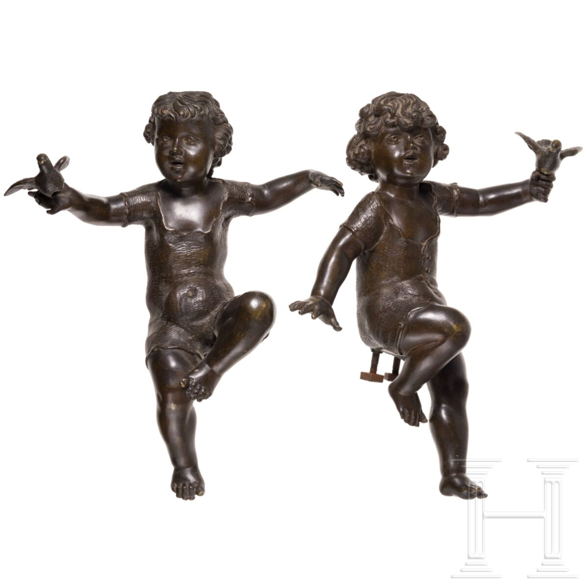 Ein Paar bronzene Putti, Italien, 19. Jhdt.