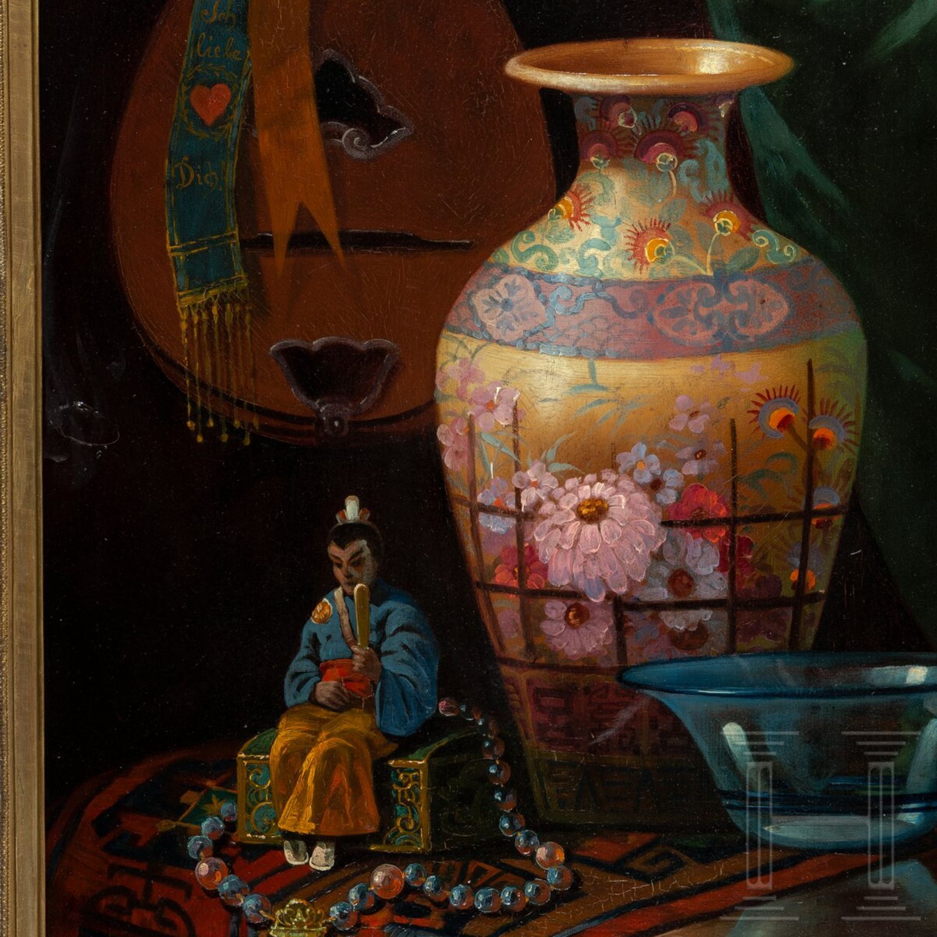 J.F.S. Bender - Orientalisches Stillleben mit Vase, deutsch, frühes 20. Jhdt. - Image 4 of 6