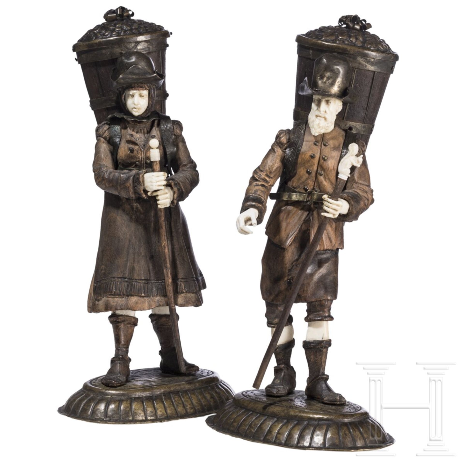 Büttenfigurenpaar, Bildschnitzer des 18. Jhdts. in der Art von Simon Troger - Image 5 of 9