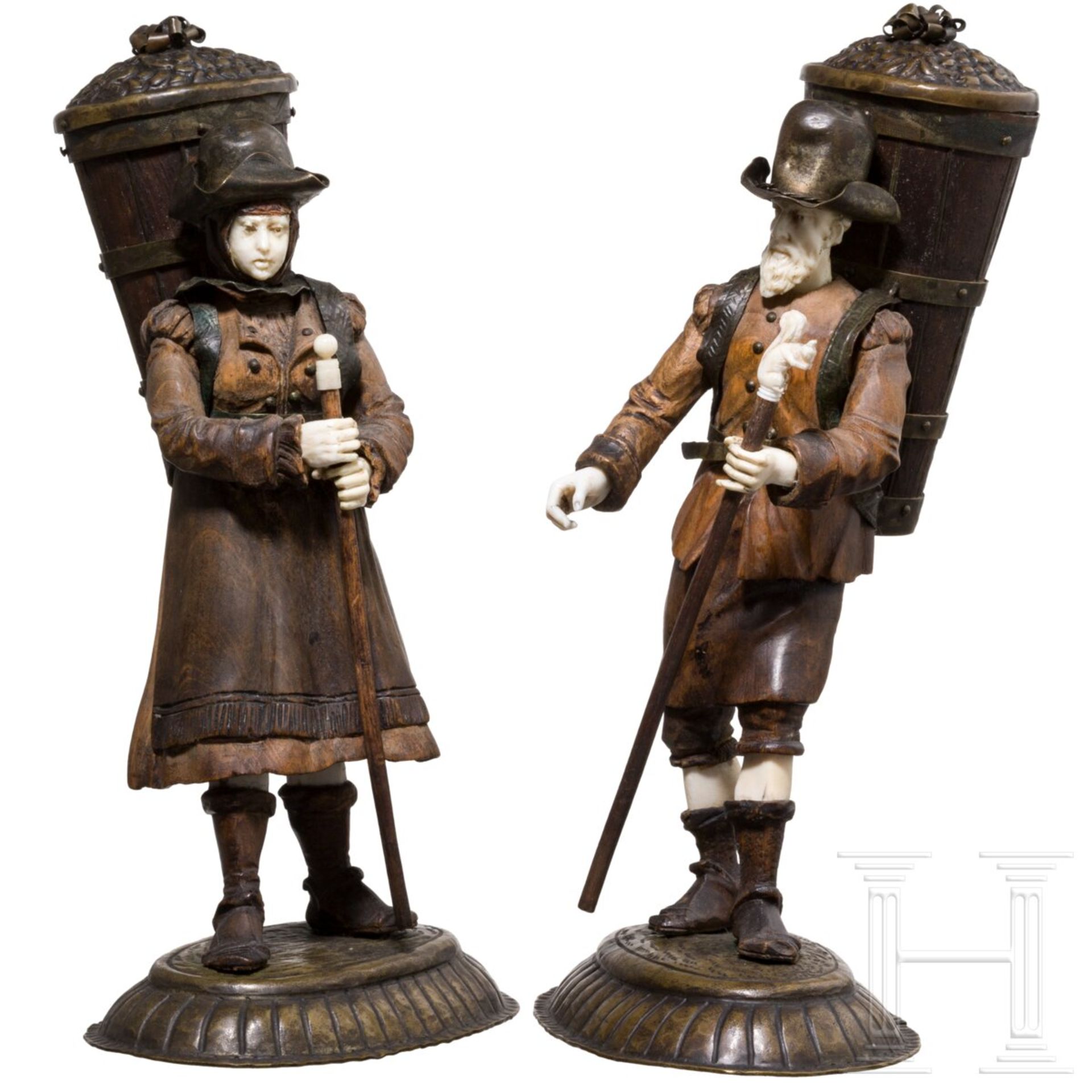 Büttenfigurenpaar, Bildschnitzer des 18. Jhdts. in der Art von Simon Troger - Image 2 of 9