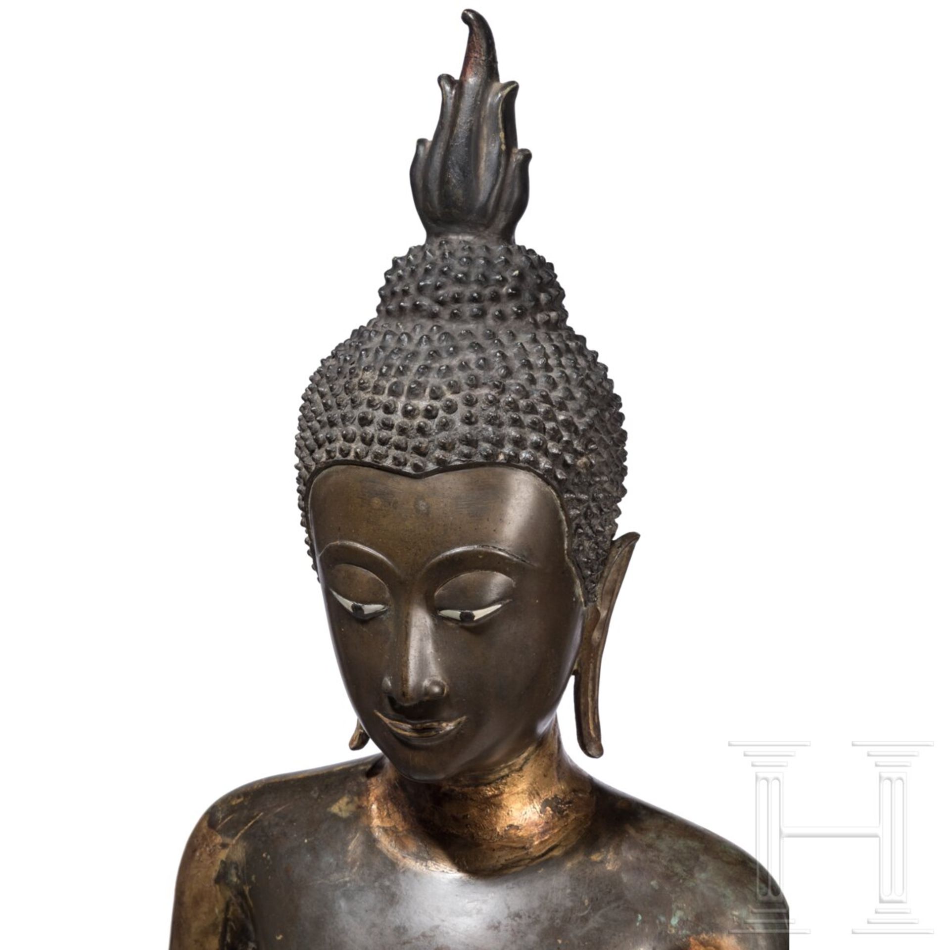 Große Bronze des stehenden Buddha, Thailand, 18./19. Jhdt. - Bild 5 aus 6