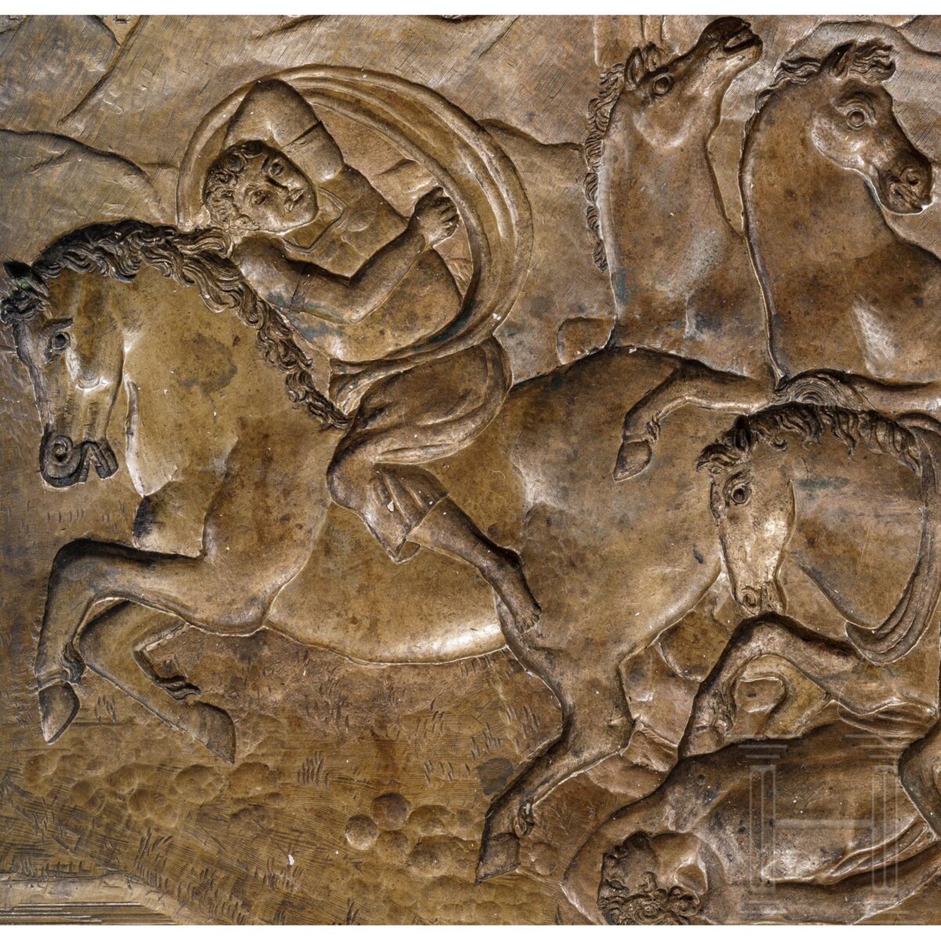 "Bestrafung der Niobiden" - Bronzemodell, Umkreis Jean Cousin oder Giambologna, Italien, 2. Hälfte 1 - Image 4 of 7