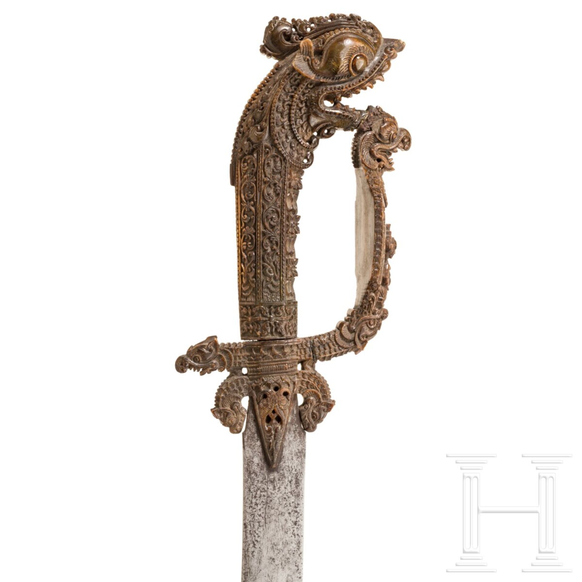 Bedeutende Castane mit fein geschnitzter Hornmontierung, Ceylon, 18./19. Jhdt. - Bild 6 aus 10