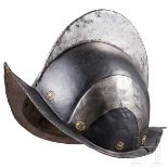 Schwarz-weißer Morion, süddeutsch, um 1600