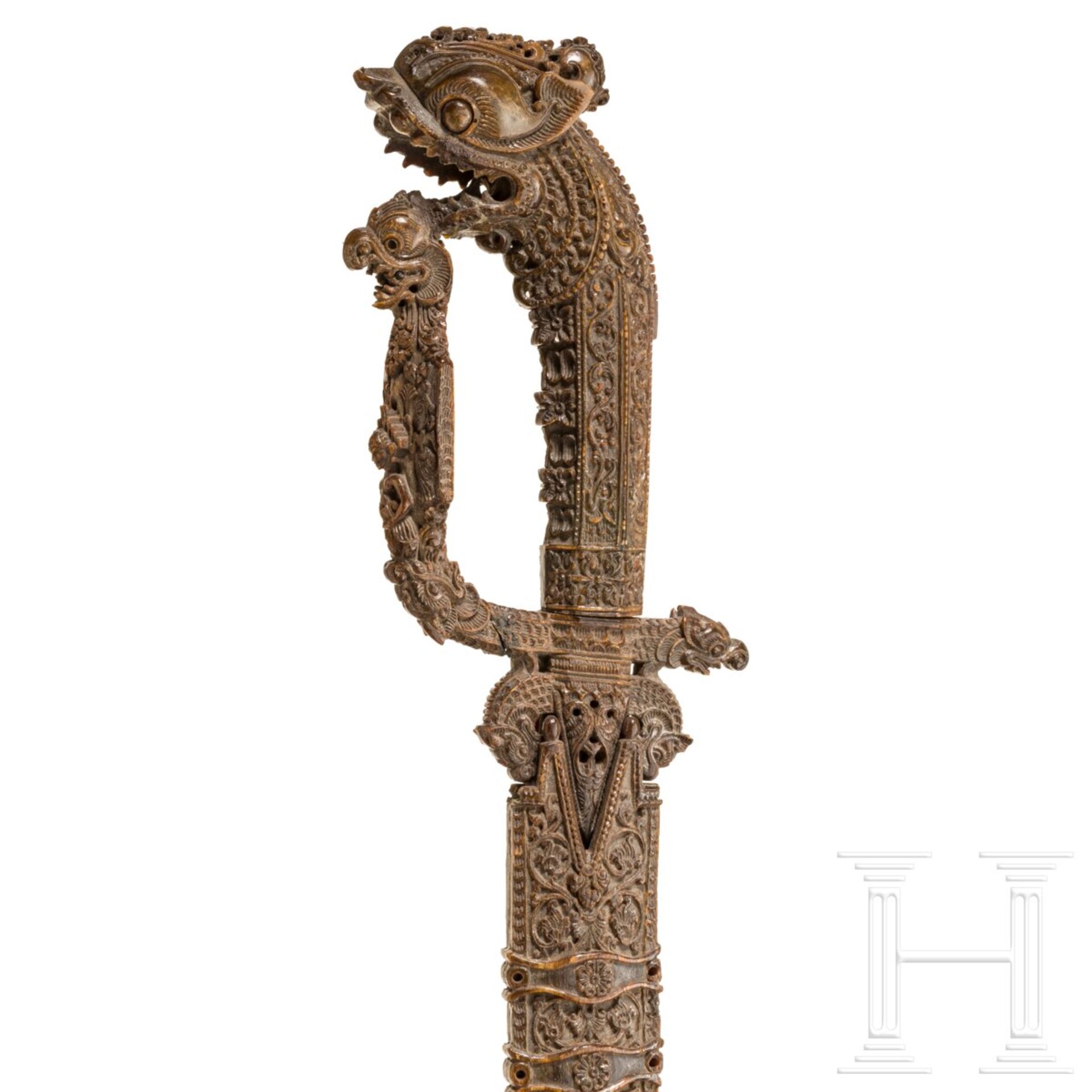 Bedeutende Castane mit fein geschnitzter Hornmontierung, Ceylon, 18./19. Jhdt. - Image 8 of 10