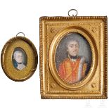 Zwei Miniaturportraits aus der Offiziersfamilie von Eckenbrecher, 18./19. Jhdt.