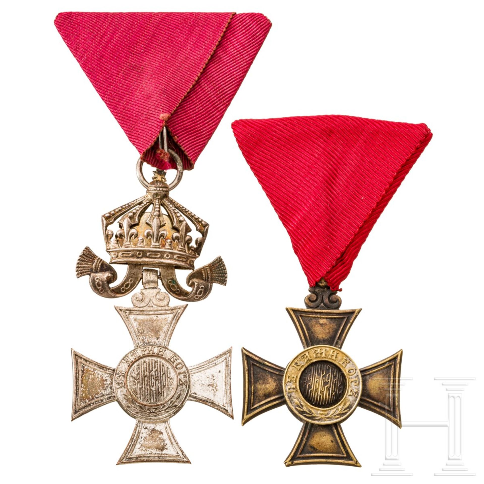 Zwei St.-Alexander-Orden 6. Klasse mit und ohne Krone