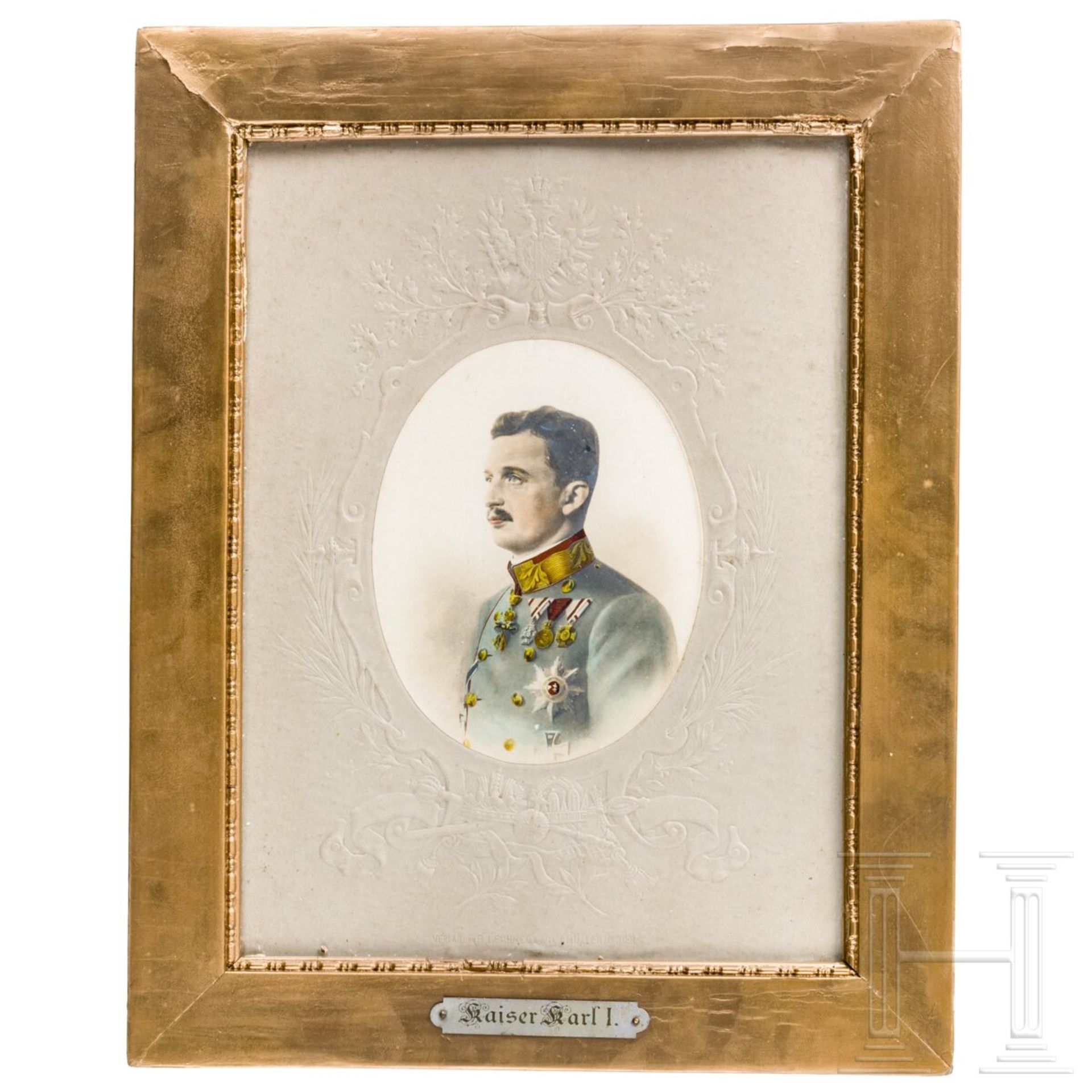 Kaiser Karl I. von Österreich - gerahmtes koloriertes Portraitfoto