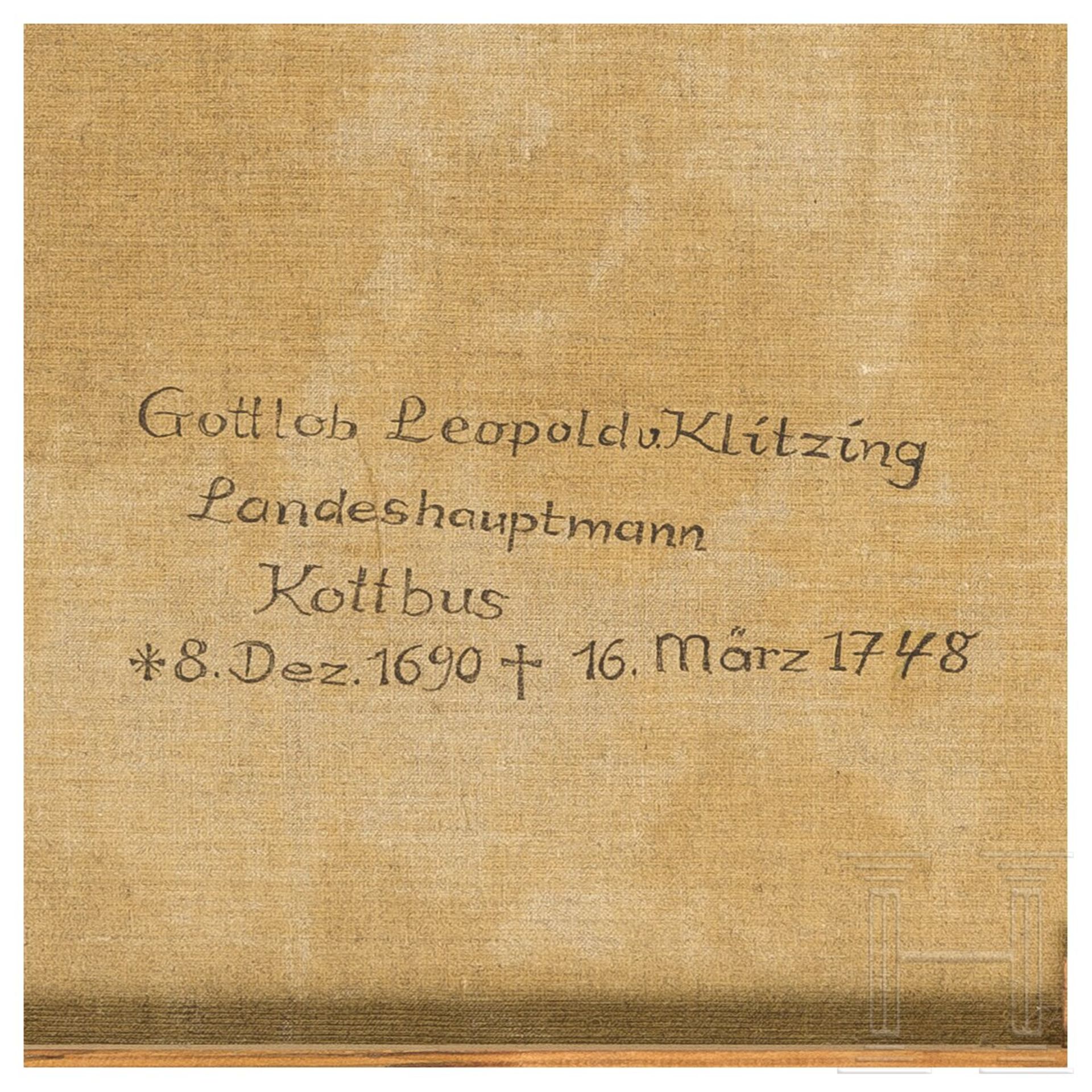 Gottlob Leopold von Klitzing (1690 - 1748) - Portrait des Landeshauptmannes von Cottbus, um 1730 - Image 7 of 7