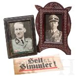 Portraitpostkarte von Heinrich Himmler im Rahmen, Postkarte des SA-Stabschefs Viktor Lutze und klein