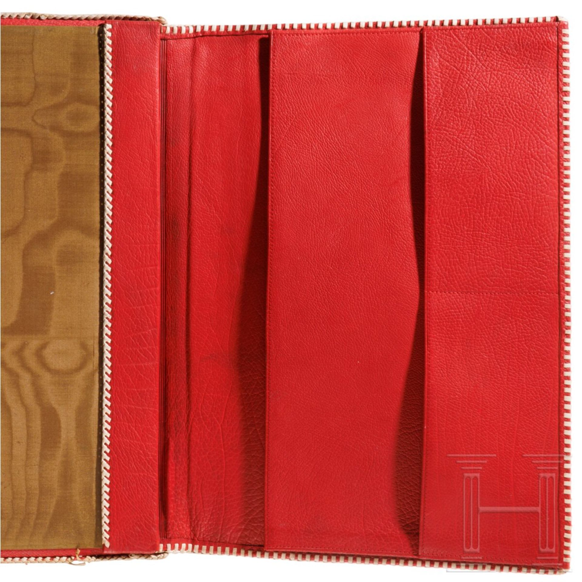 Emmy Göring - rote Maroquinledermappe mit geflochtener weißer Ledereinfassung - Bild 3 aus 4