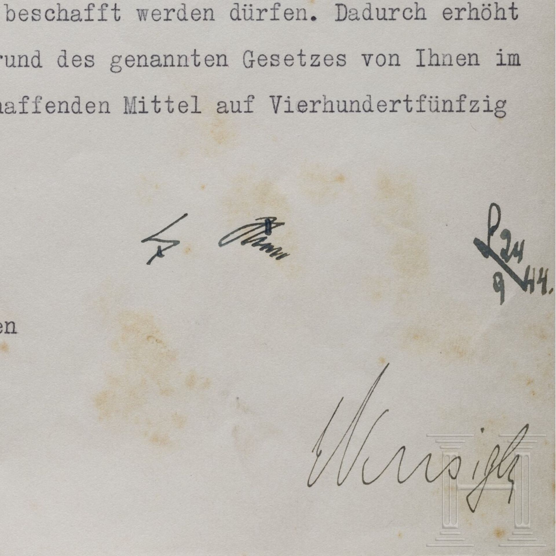 Adolf Hitler - Kreditermächtigung vom 24. September 1944 mit einer Erhöhung von 400 auf 450 Milliard - Bild 3 aus 3