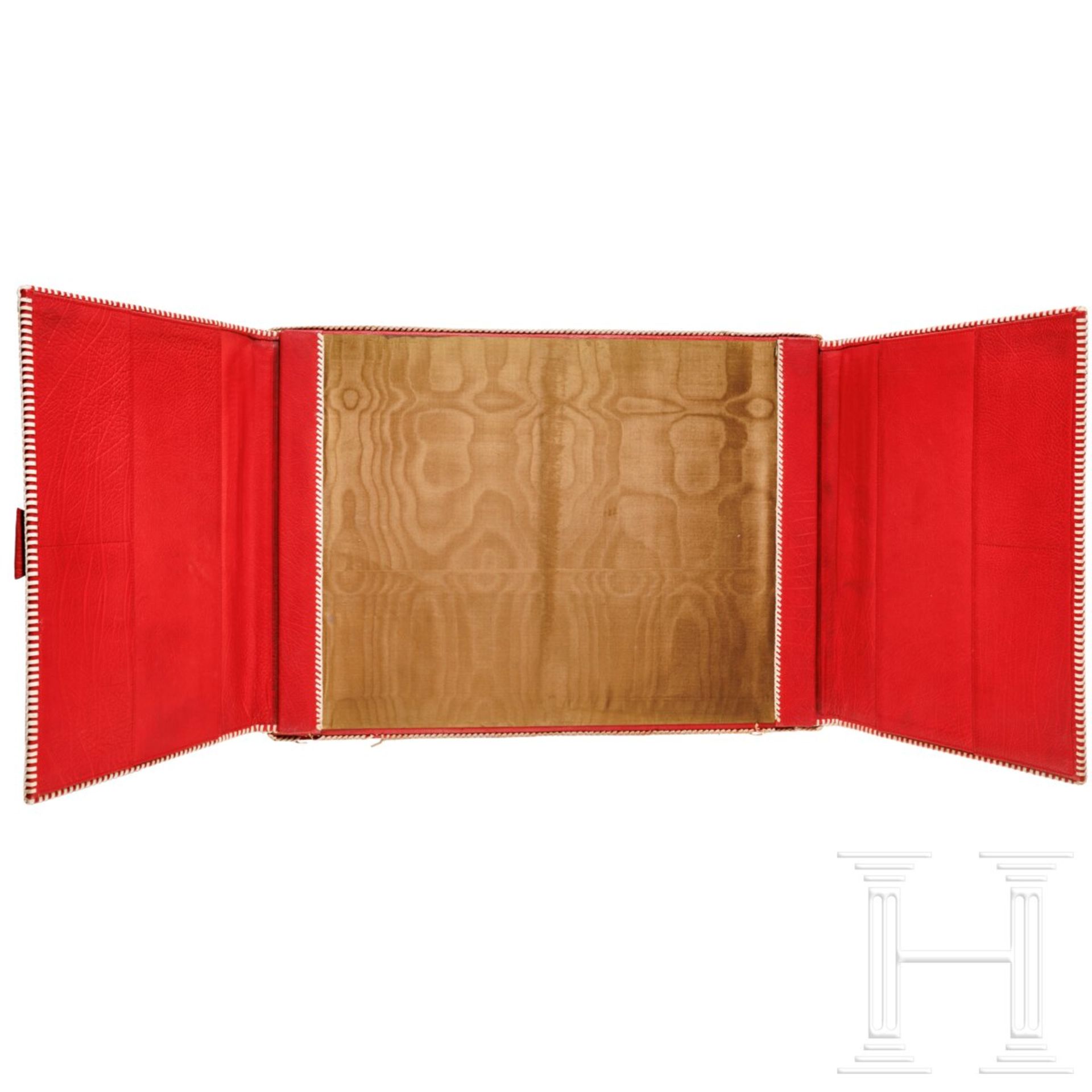 Emmy Göring - rote Maroquinledermappe mit geflochtener weißer Ledereinfassung - Bild 2 aus 4