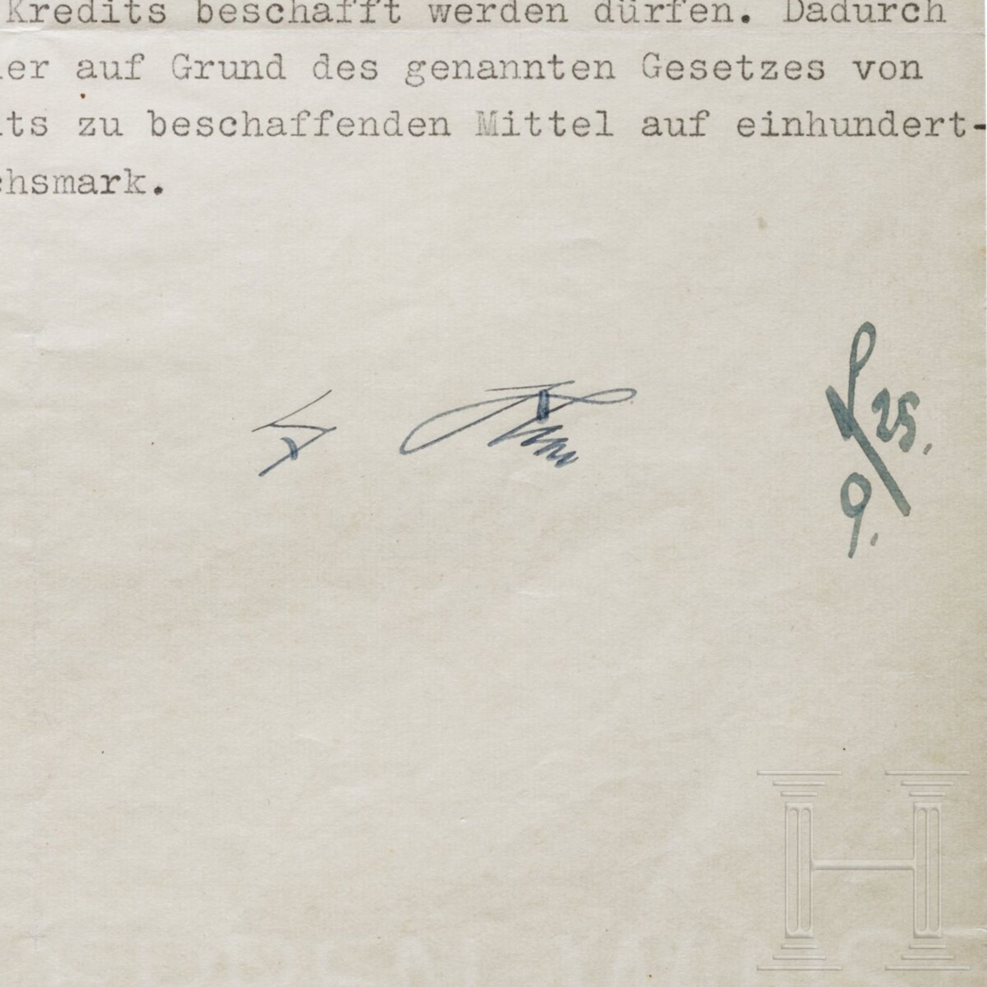 Adolf Hitler - Kreditermächtigung vom 25. September 1941 mit einer Erhöhung von 120 auf 130 Milliard - Image 3 of 3