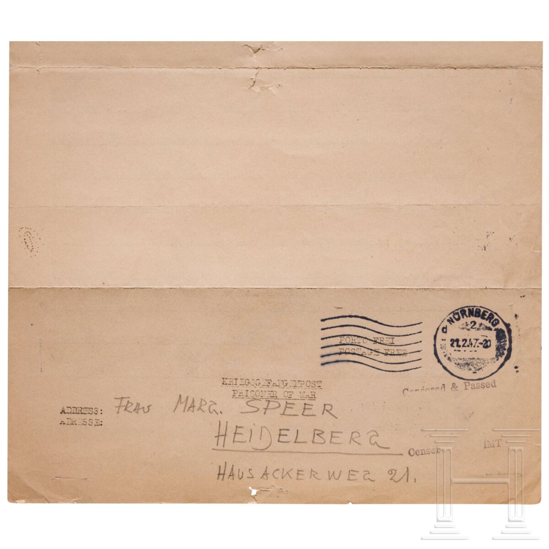 Albert Speer - zwei Briefe an seine Frau, POW, Nürnberg, 1947 - Image 4 of 6