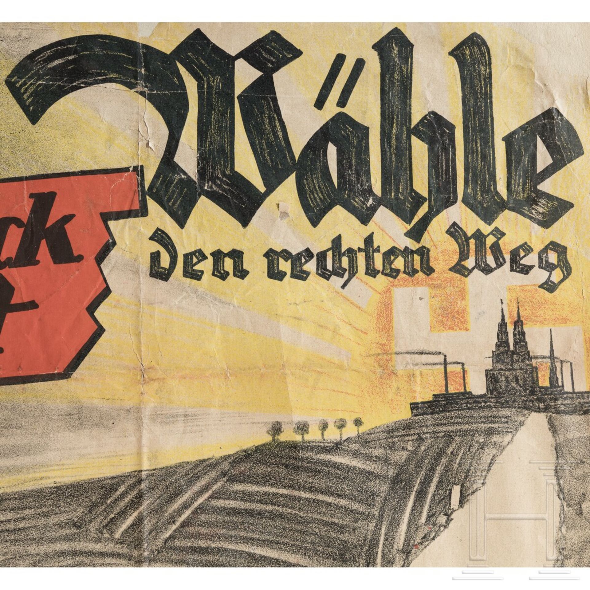 Wahlplakat "Am Kreuzweg - wähle den rechten Weg" der Deutschnationalen Partei, 1930 - Bild 3 aus 5