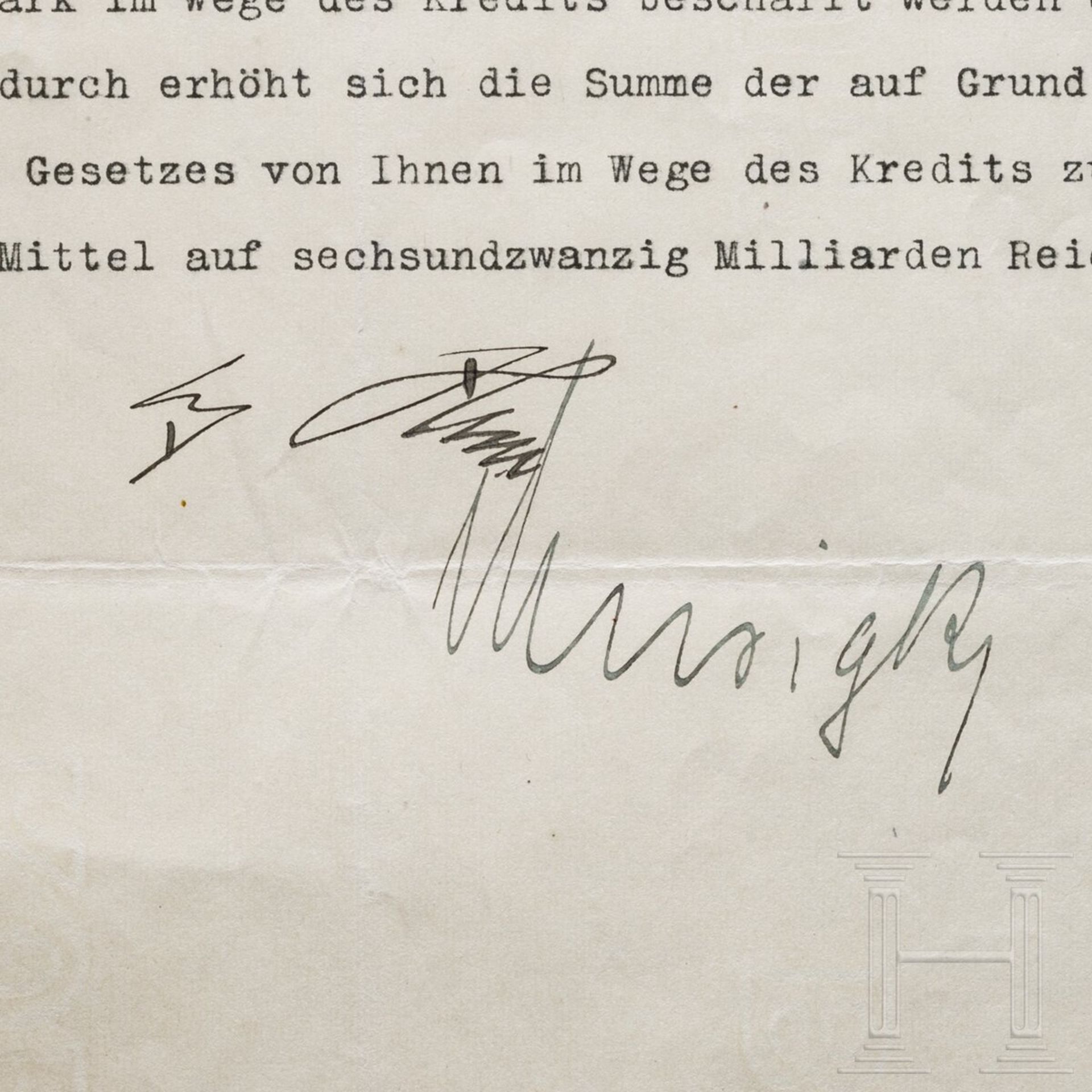 Adolf Hitler - Kreditermächtigung vom 21. Dezember 1938 mit einer Erhöhung von 21 auf 26 Milliarden - Image 3 of 3