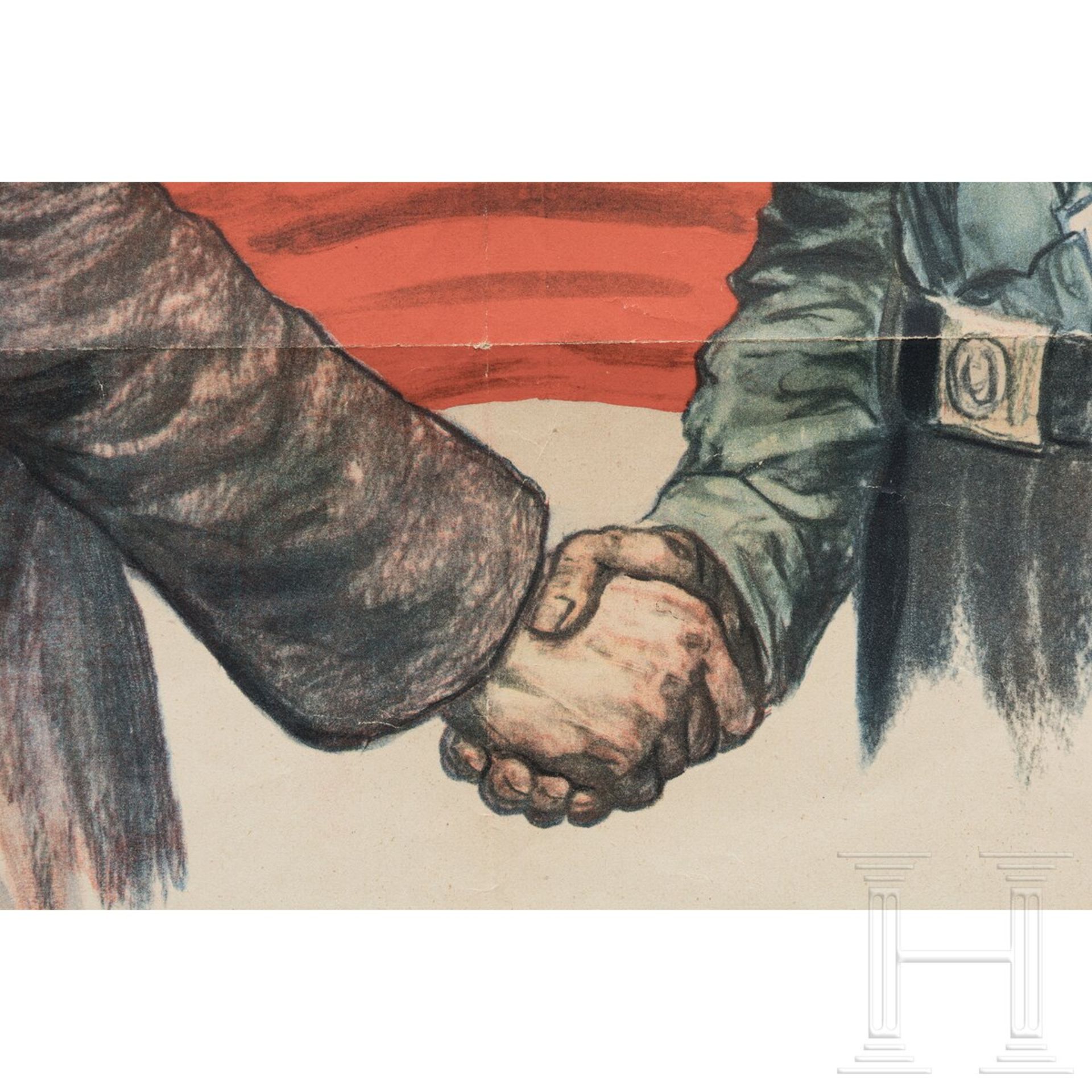 Wahlplakat "Handeln - nicht hetzen, wir gehören zusammen!" der Deutschnationalen Volkspartei, 1932 - Image 3 of 6