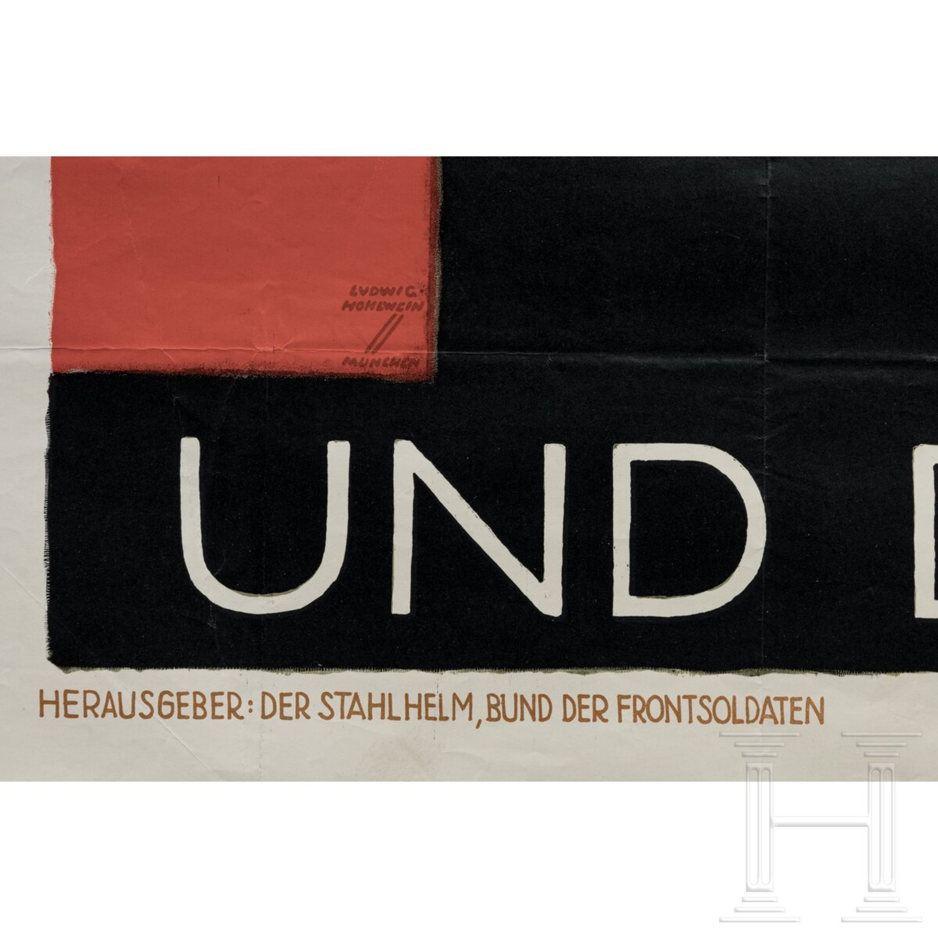 Plakat "Der Stahlhelm - Bund der Frontsoldaten - Und Du?" von Ludwig Hohlwein, 1929  - Bild 4 aus 5