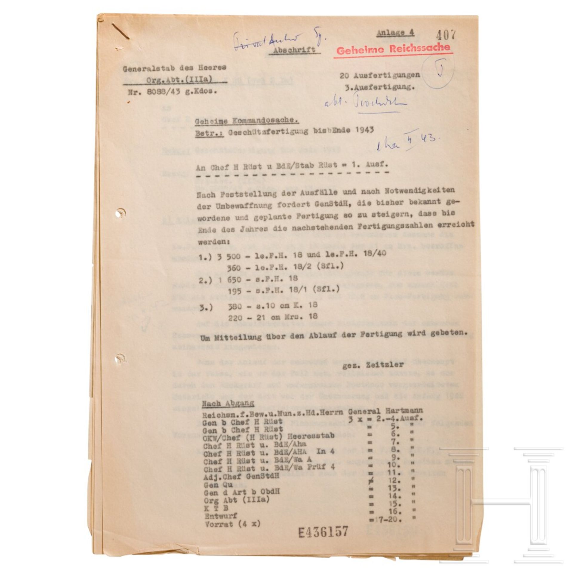 Albert Speer - sieben Schreiben an und von Speer, vom Generalstab und OKH, Franz Leitner und Heimo S - Image 7 of 12