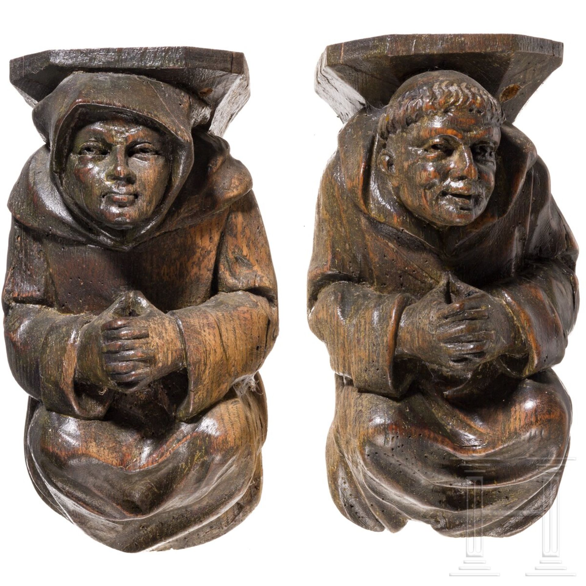 Ein Paar figürlich geschnitzte Konsolen, deutsch, um 1880