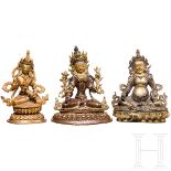 Drei Bronzefiguren, Tibet/Nepal, 20. Jhdt.