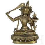 Bronzefigur des Manjushri, Tibet, 20. Jhdt.