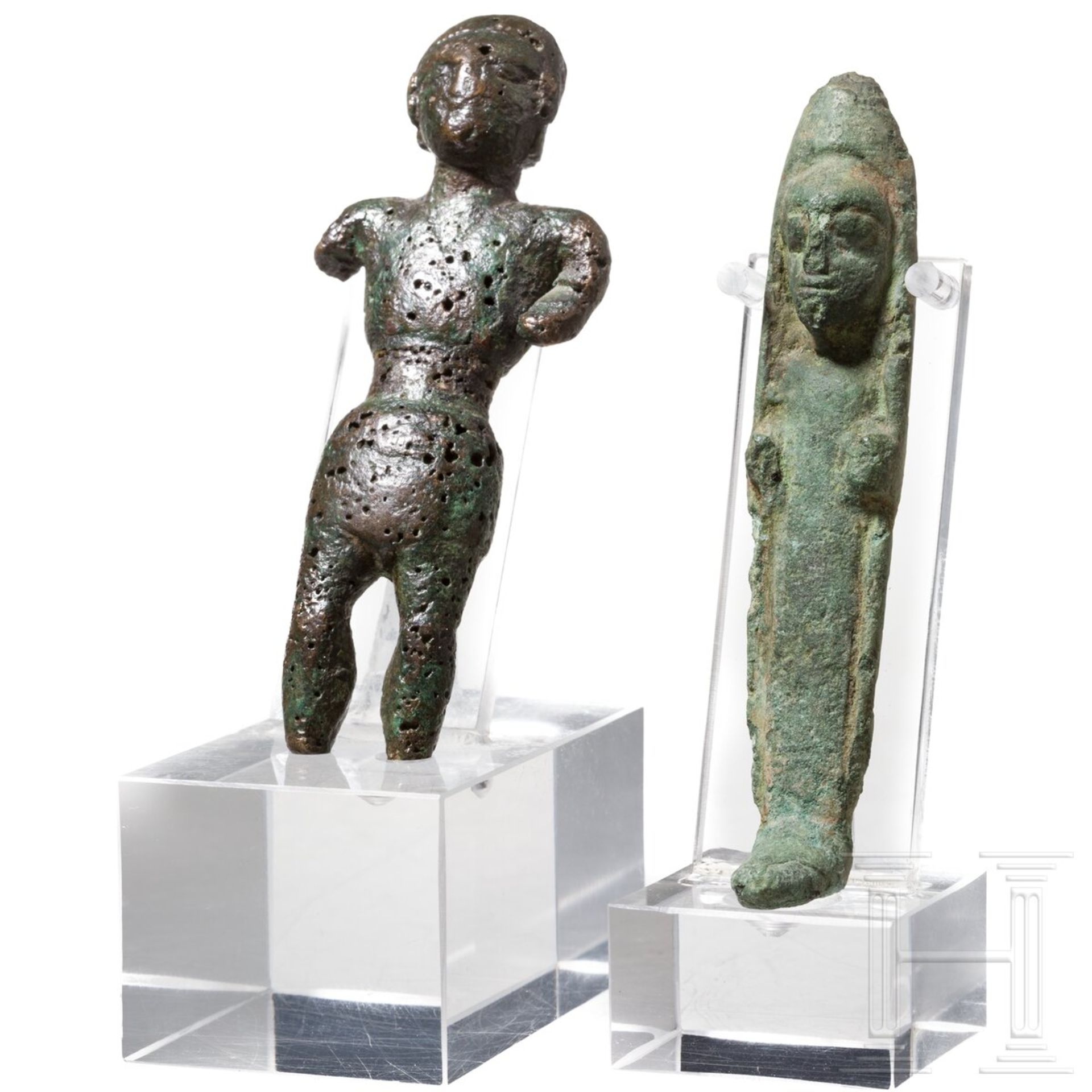 Zwei bronzene Votivstatuetten, iberisch, 4. - 2. Jhdt. v. Chr.