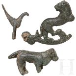 Drei antike Tierskulpturen aus Bronze, griechisch und römisch, 7. Jhdt. v. - 3. Jhdt. n. Chr.