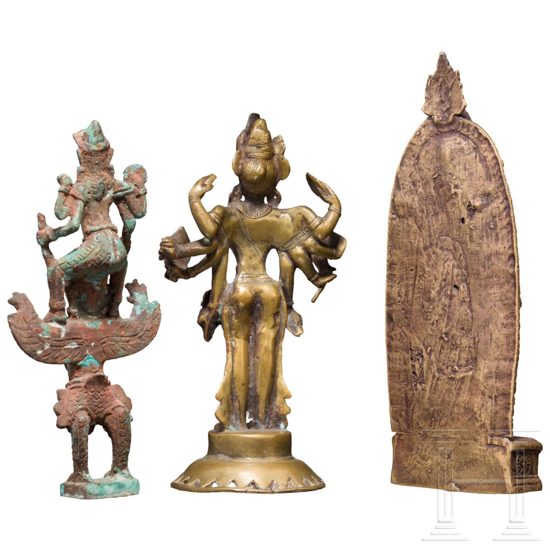Drei Bronzefiguren indischer Gottheiten, Indien, 19./20. Jhdt.  - Bild 2 aus 2