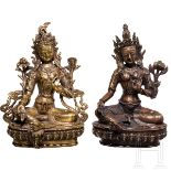 Zwei Figuren der Weißen Tara, Tibet/Nepal, 20. Jhdt.