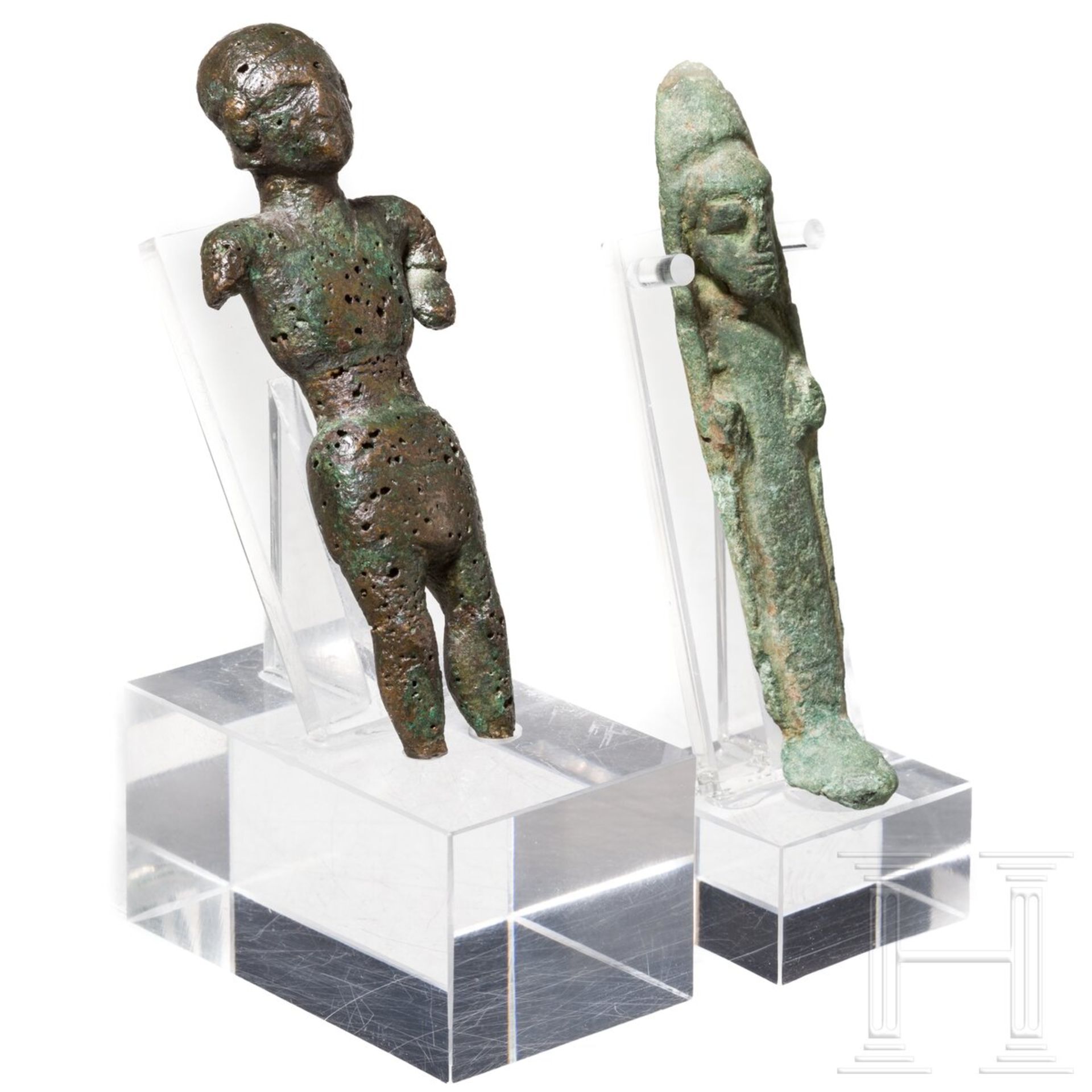 Zwei bronzene Votivstatuetten, iberisch, 4. - 2. Jhdt. v. Chr. - Bild 2 aus 4
