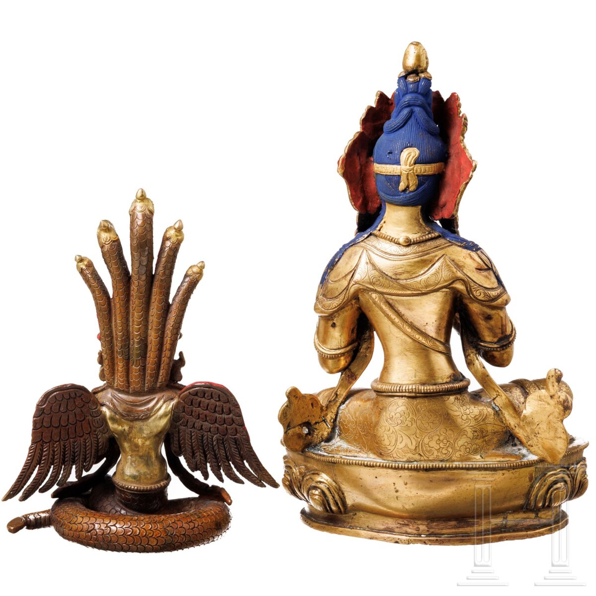 Zwei feuervergoldete Bronzestatuen, Nepal, 20. Jhdt. - Bild 4 aus 7