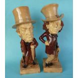 1876 Gladstone and Disraeli: An impressive pair of caricature figures, the bases stamped