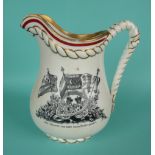 Crimea: a pottery jug printed with battle honours celebrating the union of England and France