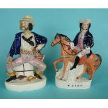 An unusual Staffordshire figure of a seated highwayman, possibly Dick Turpin, circa 1860, 275mm