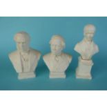 A pair of white parian portrait busts by W.H. Goss of Disraeli and Gladstone,