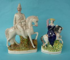 A Staffordshire equestrian figure of the Duke of Connaught on well coloured base