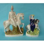 A Staffordshire equestrian figure of the Duke of Connaught on well coloured base