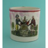 1801 General Sir Ralph Abercromby: a good lightly potted Sunderland pink lustre mug printed in black