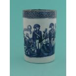 Prince Adolphus and the Duke of York: a pearlware mug printed in blue with named military portraits,