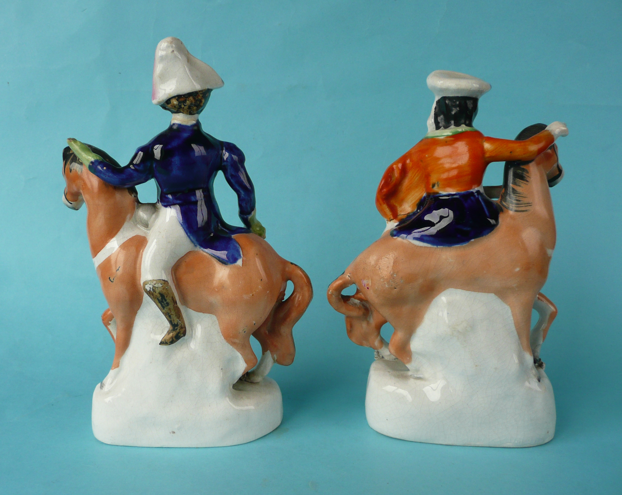 A pair of equestrian Staffordshire figures of Sir Robert and Lady Sale, circa 1842, 204mm, - Image 2 of 3