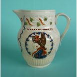 Duke of York and French Royal Family: a Prattware jug moulded with profile medallions and