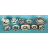Part miniature tea sets from four services, another plate, also three cups and saucers