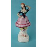 A good colourful Staffordshire figure of a ballet dancer, possibly Carlotta Grisi, circa 1843, 259mm