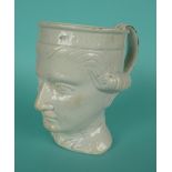 Admiral Rodney: a pottery mug moulded as the head of the Admiral, circa 1790, 110mm