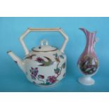 A good and unusual teapot and cover, the underside printed ‘No. 349’, 195mm and an unusual pink