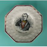 Richard Cobden: an octagonal nursery plate printed with named portrait, circa 1840, 132mm