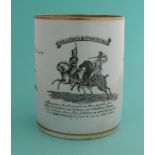 Great Invasion Scare: an English porcelain mug, probably Worcester, printed in black with a scene