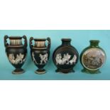 A matched pair of vases decorated with ‘Old Greek’ pattern, 172mm,